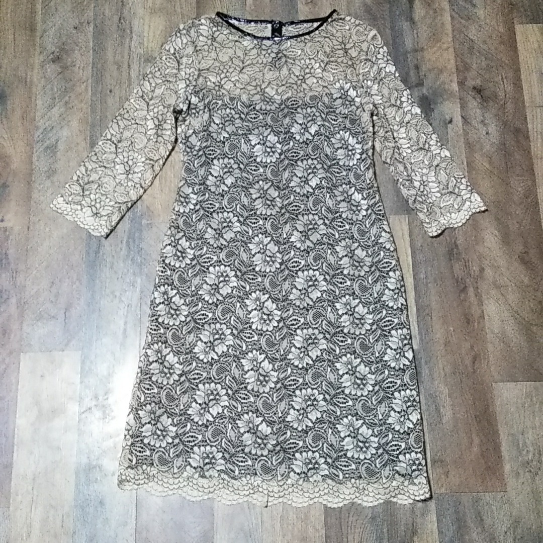 Calvin Klein Lace Overlay 3/4 Sleeve Dress Women's Size: 6